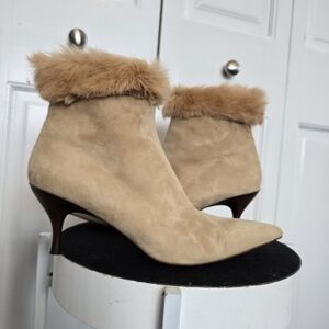 Donald J. Pliner Suede & Fur Ankle Boots Size 8